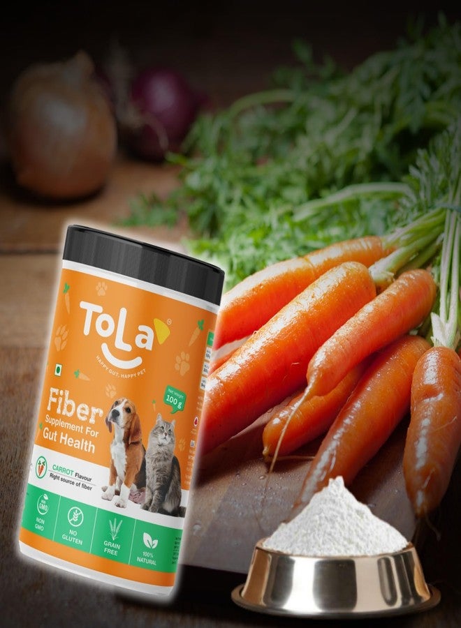 تولا مكمل غذائي بنكهة الجزر من تولا لصحة الأمعاء للكلاب والقطط - 100 غرام من مسحوق الألياف الطبيعية - يدعم الهضم، ويحافظ على قوام البراز، ويعزز المناعة - مكمل غذائي يومي لجميع السلالات والأعمار - Image 1